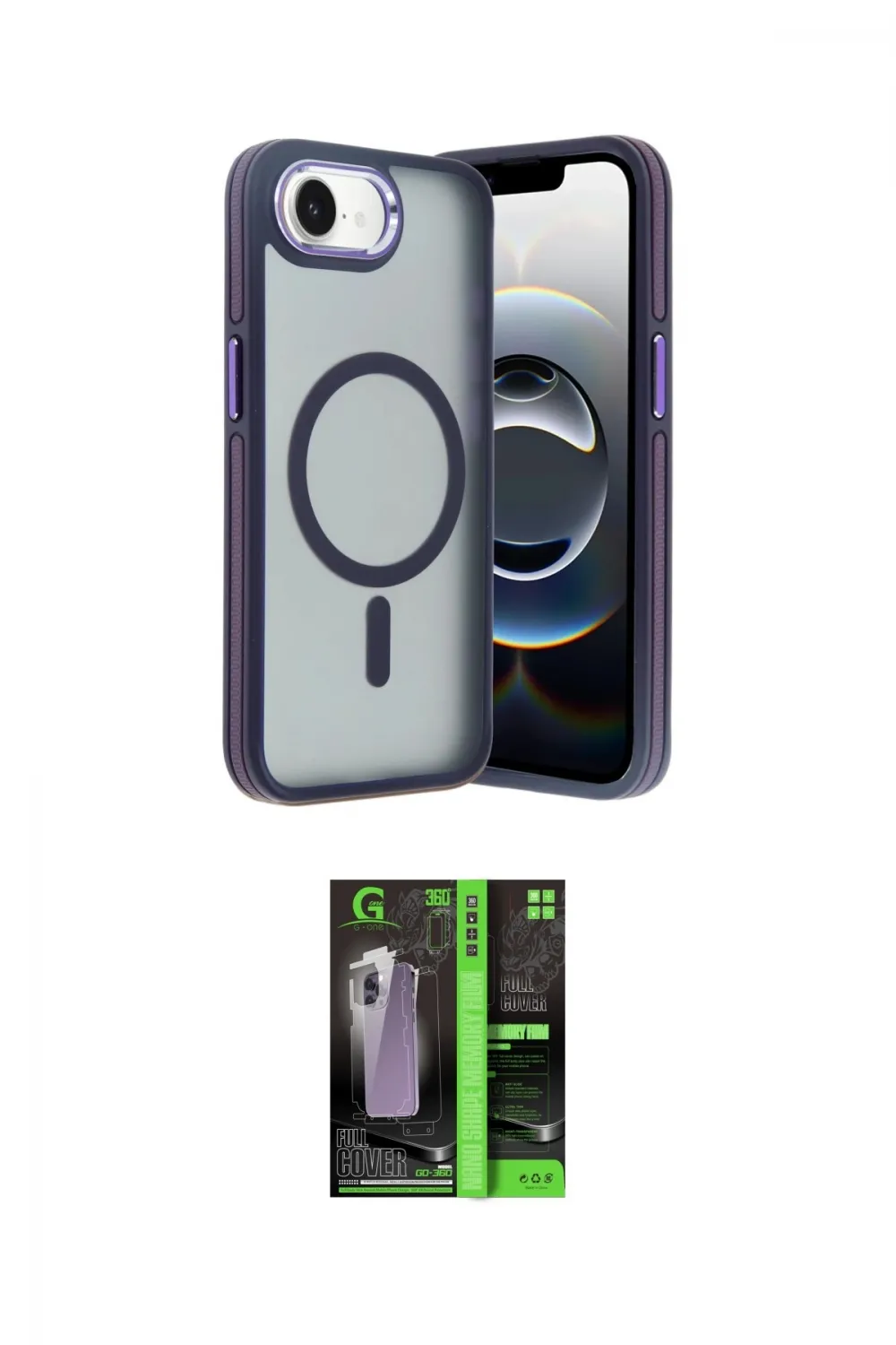 ieg™ iPhone 16E Kılıf Yörünge Klasik - Şeffaf 360 Full Body Arka Koruyucu