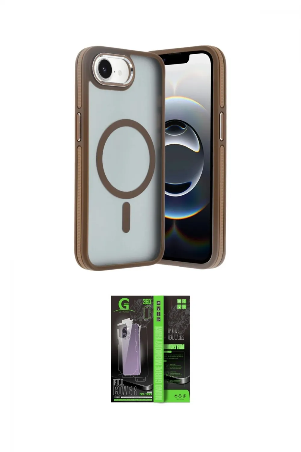 ieg™ iPhone 16E Kılıf Yörünge Klasik - Şeffaf 360 Full Body Arka Koruyucu