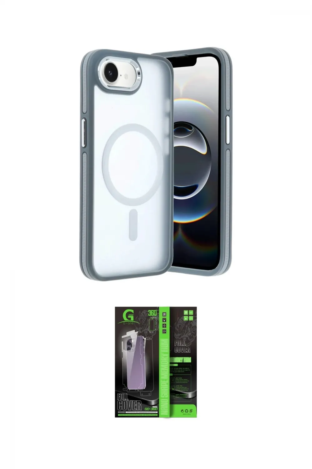 ieg™ iPhone 16E Kılıf Yörünge Klasik - Şeffaf 360 Full Body Arka Koruyucu