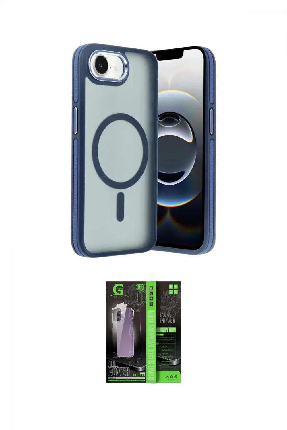 ieg™ iPhone 16E Kılıf Yörünge Klasik - Şeffaf 360 Full Body Arka Koruyucu