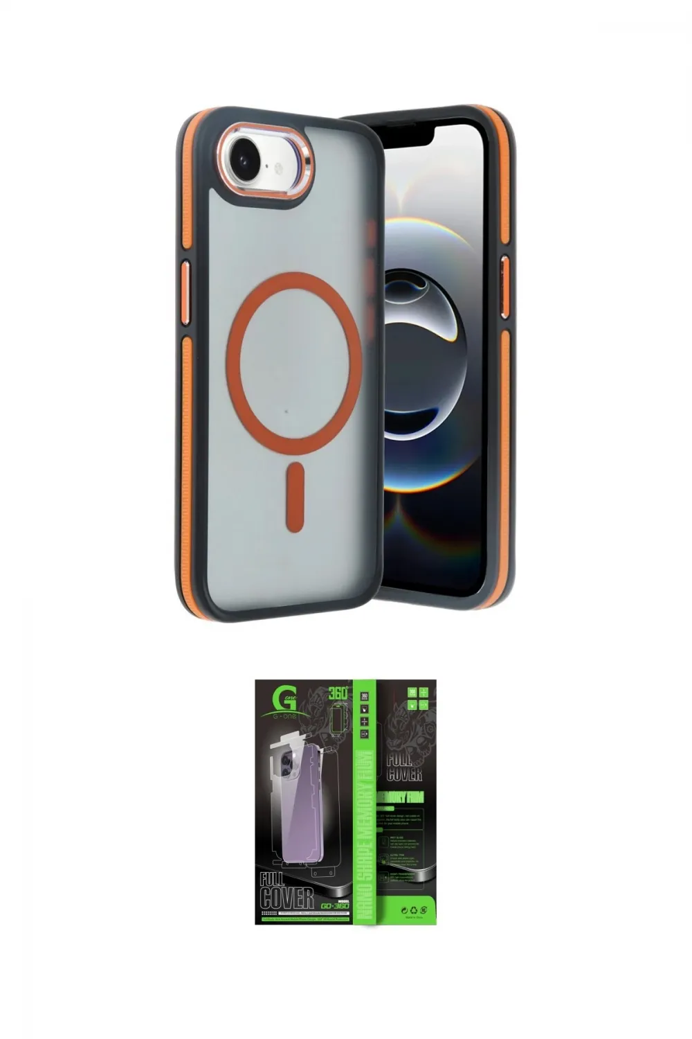 ieg™ iPhone 16E Kılıf Yörünge Klasik - Şeffaf 360 Full Body Arka Koruyucu