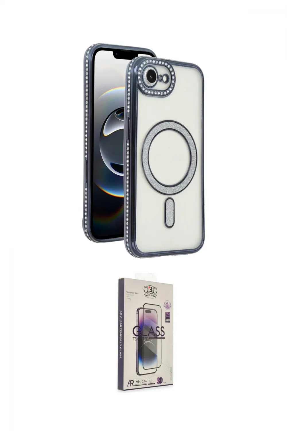 ieg™ iPhone 16E Kılıf Zirve Doku Prime - Siyah Bilvis 3D Cam Ekran Koruyucu