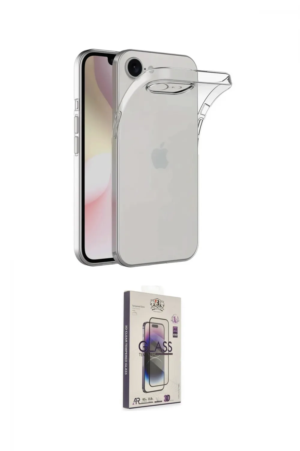 ieg™ iPhone 16E Kılıf Zirve Doku - Siyah Bilvis 3D Cam Ekran Koruyucu