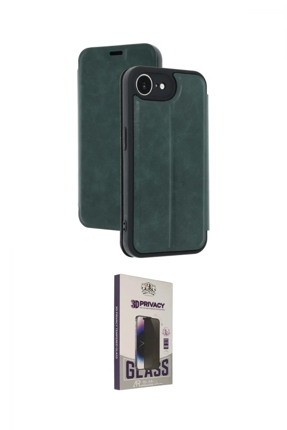 ieg™ iPhone 16E Kılıf Zirve Yansıma Serisi - Siyah Bilvis Hayalet Cam Ekran Koruyucu