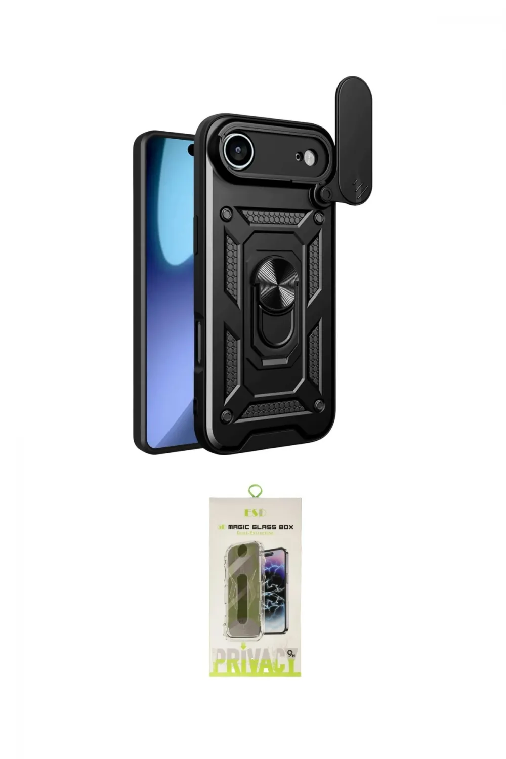 ieg™ iPhone 17 Air Kılıf Ahenk Klasik - Siyah Joko Magic 5D Hayalet Cam
