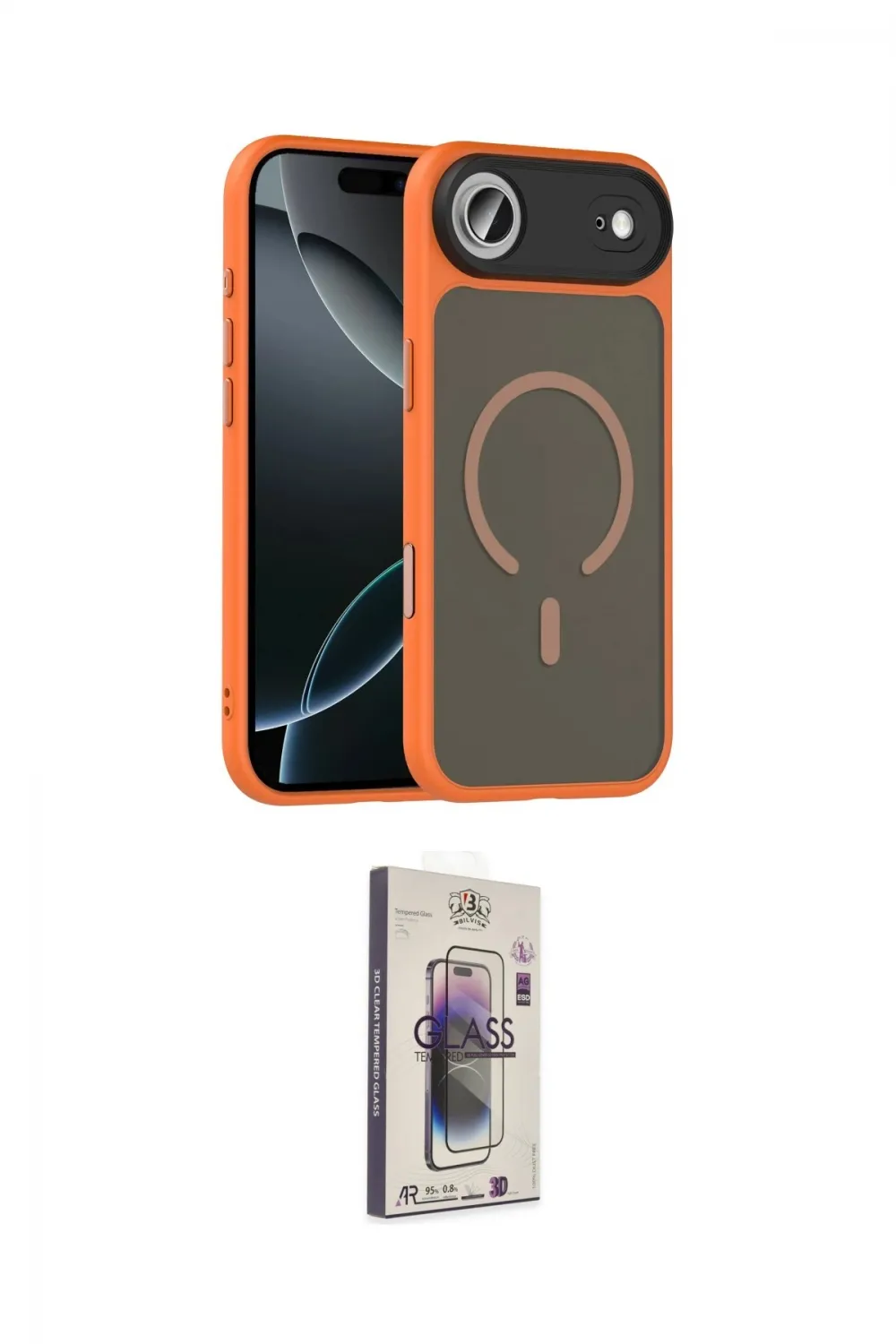 ieg™ iPhone 17 Air Kılıf Doruk Form Serisi - Siyah Bilvis 3D Cam Ekran Koruyucu