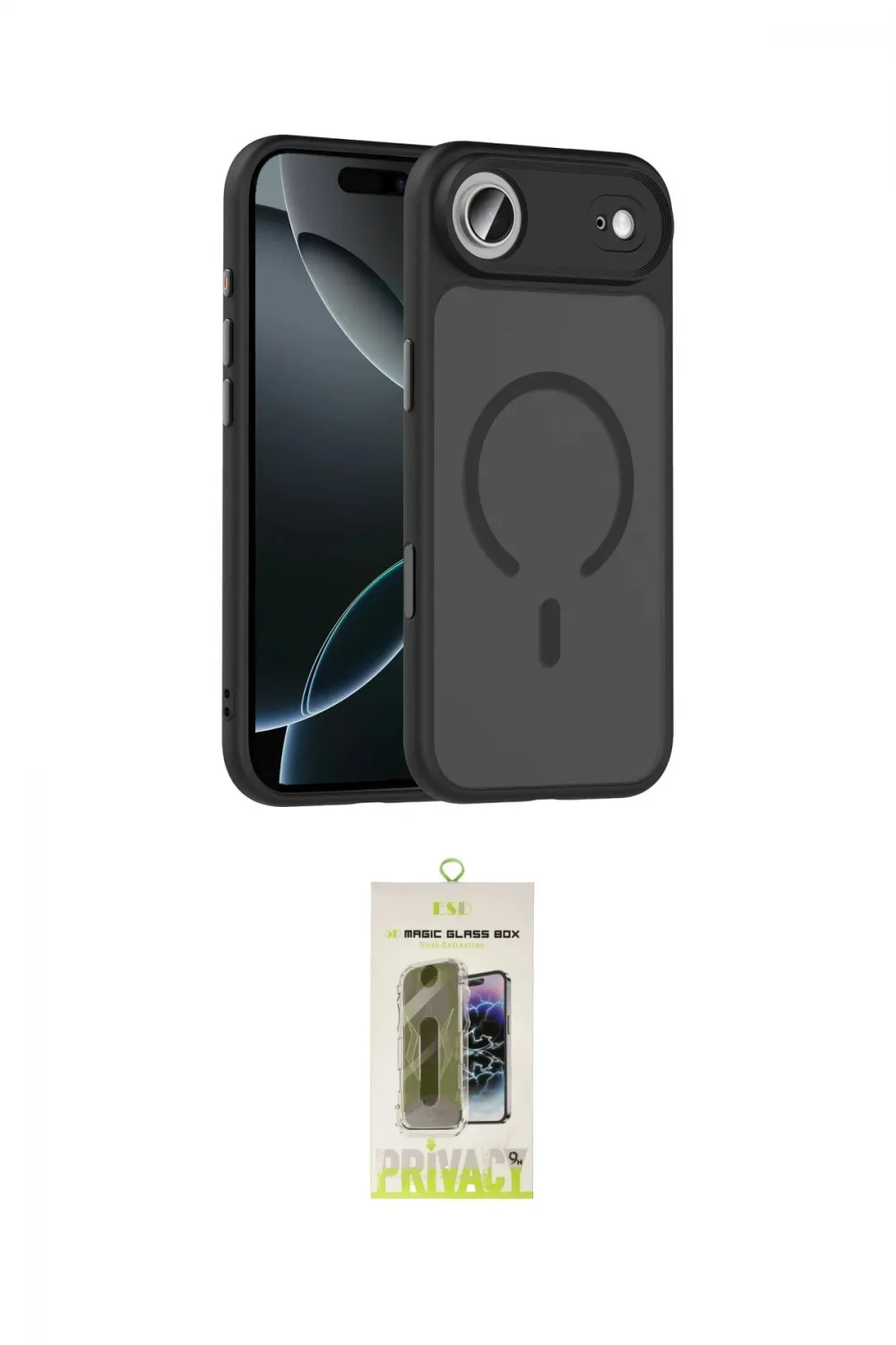 ieg™ iPhone 17 Air Kılıf Doruk Form Serisi - Siyah Joko Magic 5D Hayalet Cam