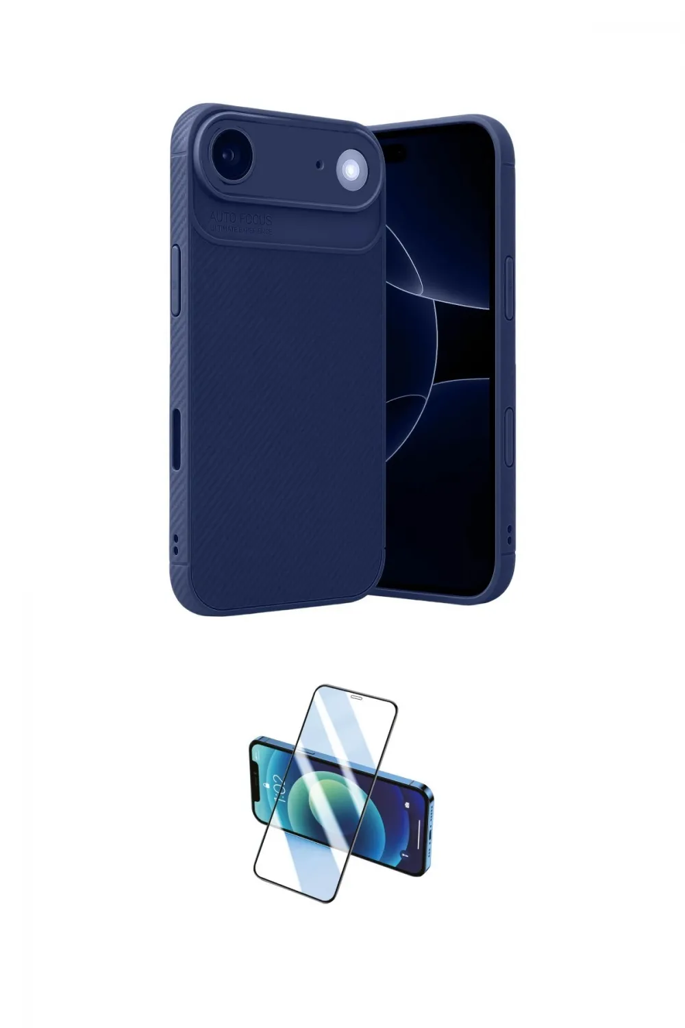 ieg™ iPhone 17 Air Kılıf Eksen Form Prime - Siyah 3D Antistatik Cam Ekran Koruyucu