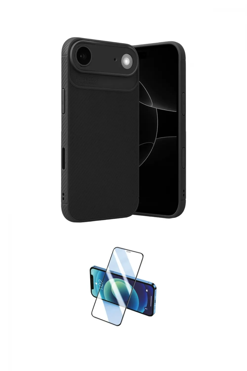 ieg™ iPhone 17 Air Kılıf Eksen Form Prime - Siyah 3D Antistatik Cam Ekran Koruyucu
