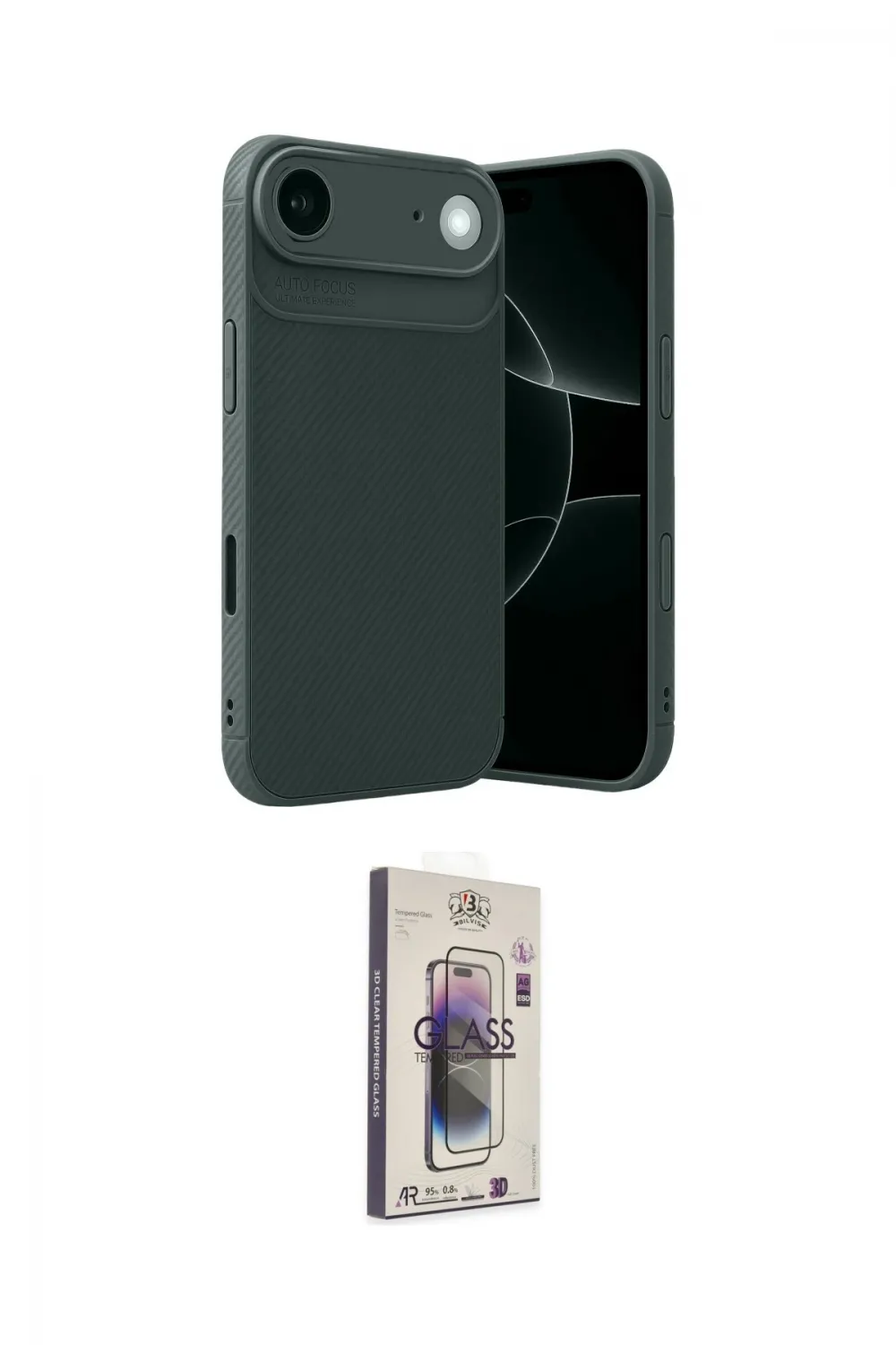 ieg™ iPhone 17 Air Kılıf Eksen Form Prime - Siyah Bilvis 3D Cam Ekran Koruyucu