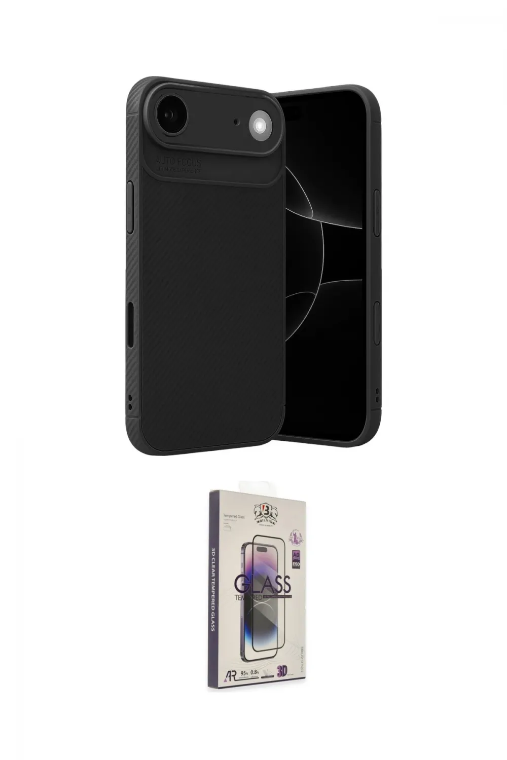 ieg™ iPhone 17 Air Kılıf Eksen Form Prime - Siyah Bilvis 3D Cam Ekran Koruyucu