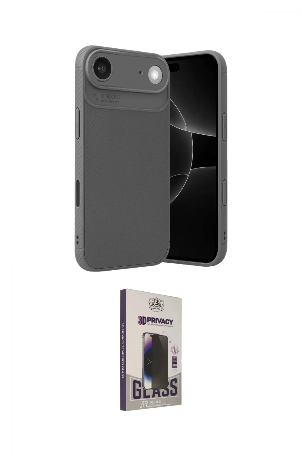 ieg™ iPhone 17 Air Kılıf Eksen Form Prime - Siyah Bilvis Hayalet Cam Ekran Koruyucu
