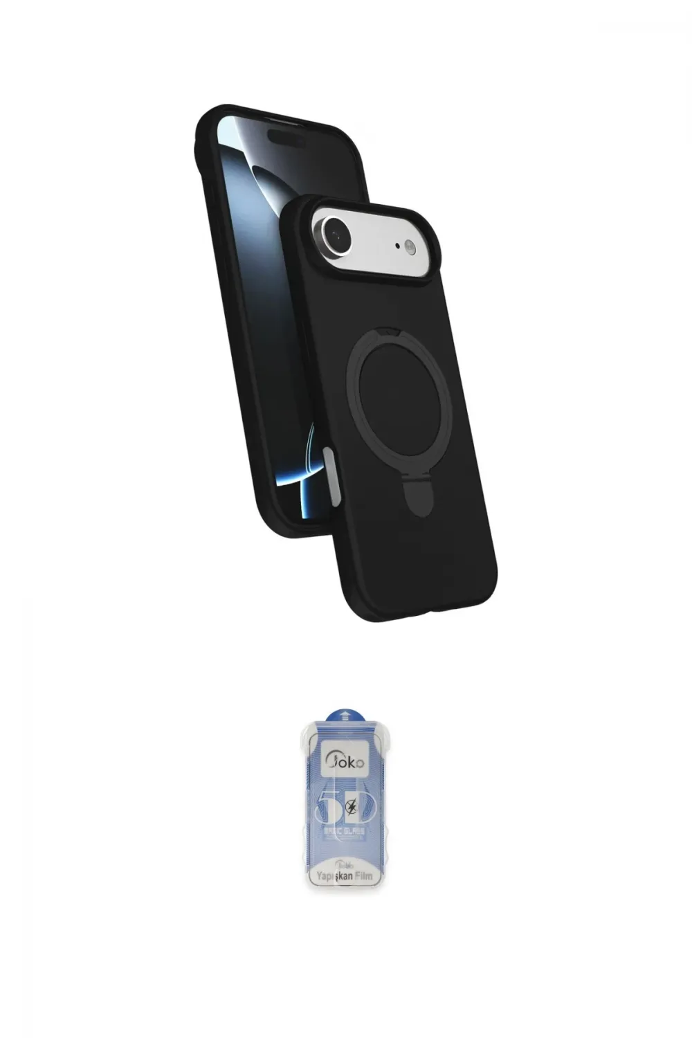 ieg™ iPhone 17 Air Kılıf İz Işık Koleksiyonu - Siyah Joko Magic 5D Cam