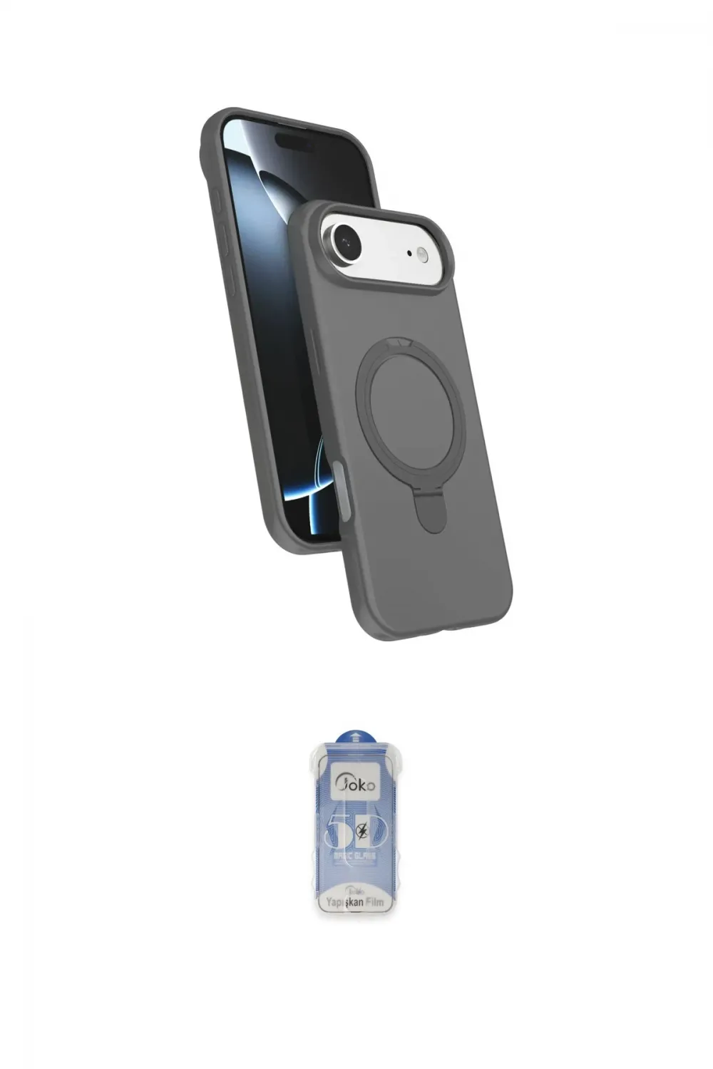 ieg™ iPhone 17 Air Kılıf İz Işık Koleksiyonu - Siyah Joko Magic 5D Cam