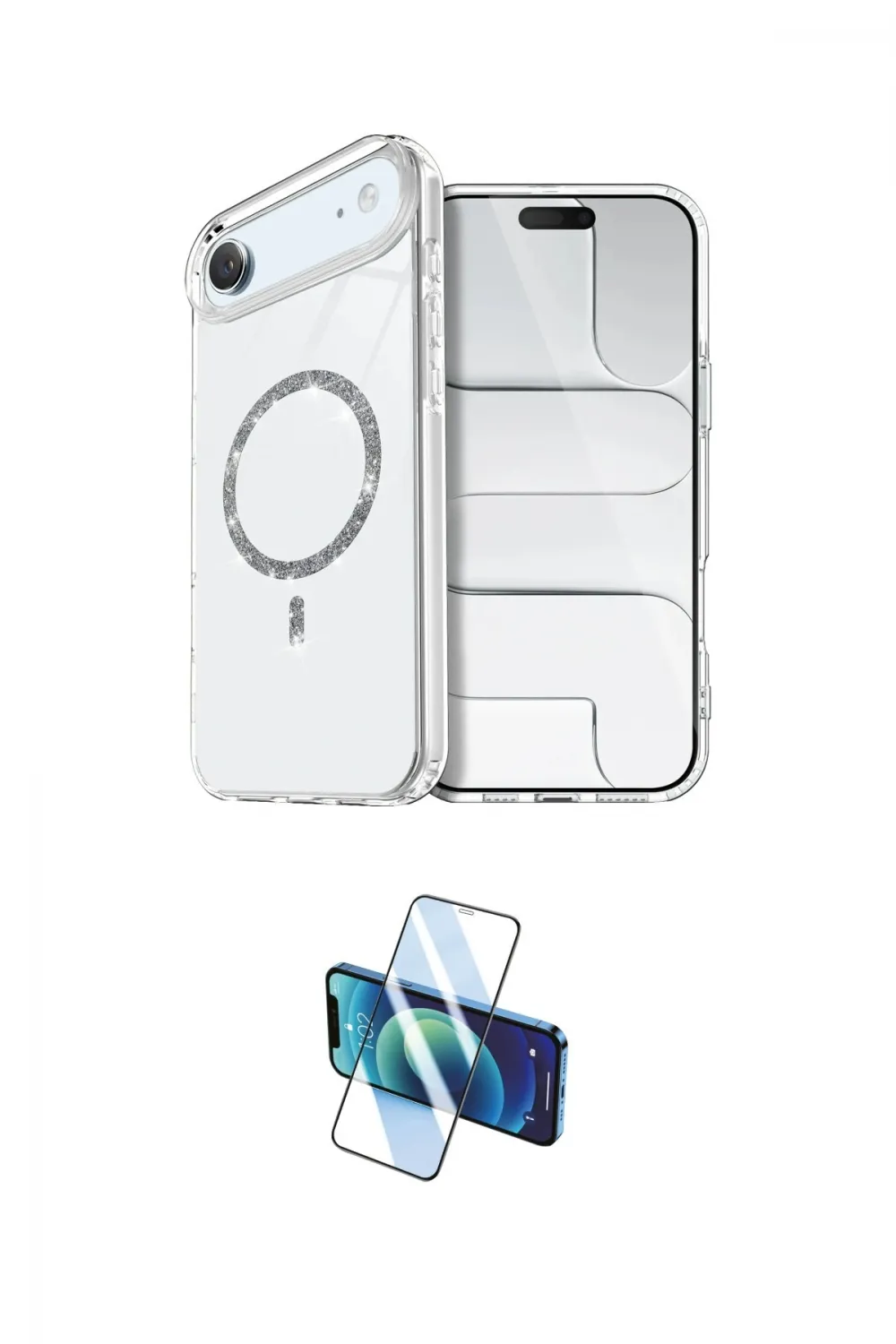 ieg™ iPhone 17 Air Kılıf Kıvılcım Form Prime - Siyah 3D Antistatik Cam Ekran Koruyucu