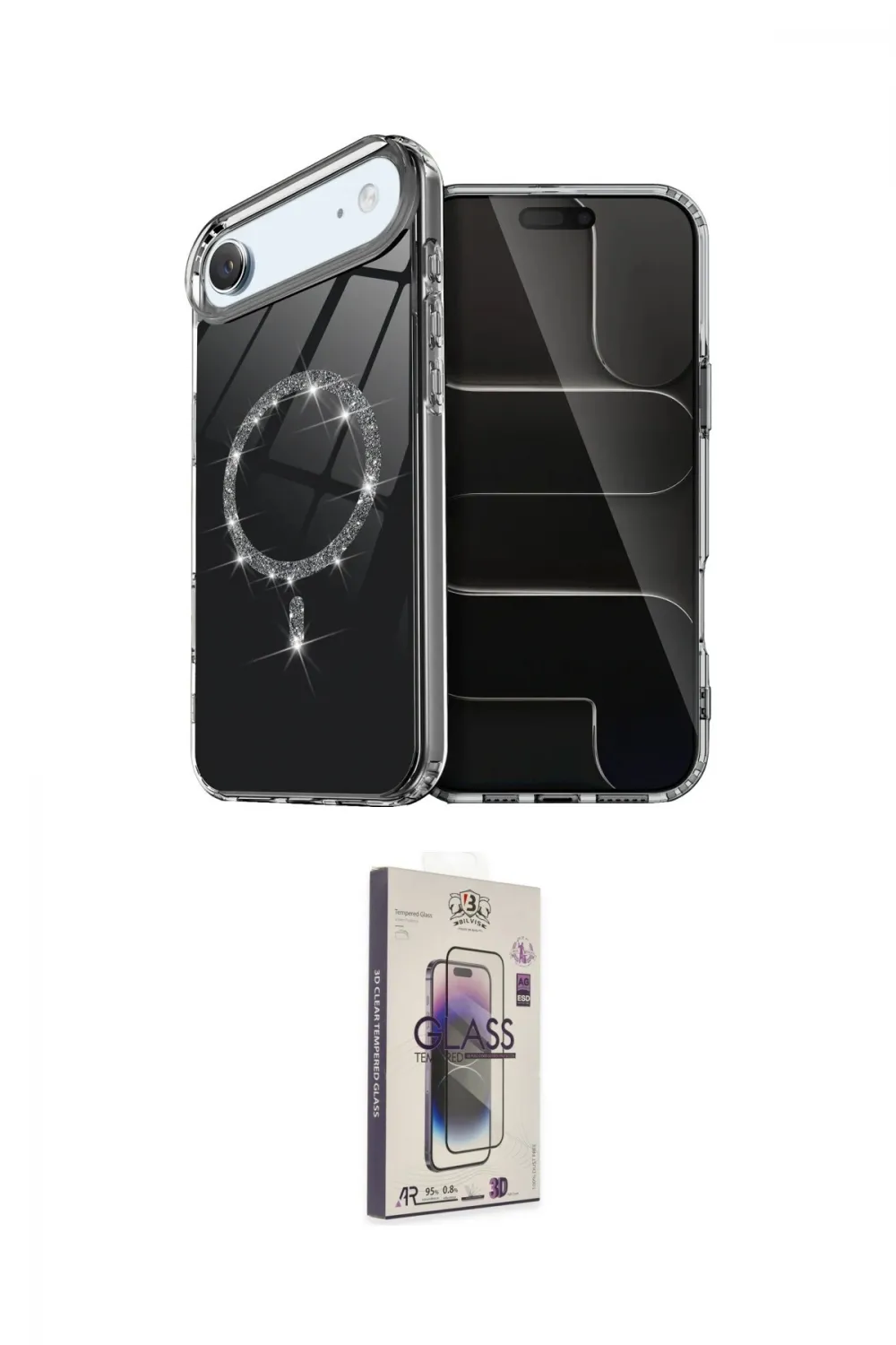 ieg™ iPhone 17 Air Kılıf Kıvılcım Form Prime - Siyah Bilvis 3D Cam Ekran Koruyucu