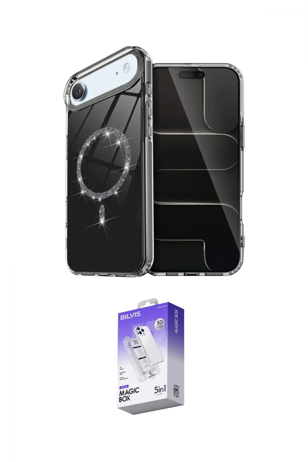 ieg™ iPhone 17 Air Kılıf Kıvılcım Form Prime - Siyah Bilvis 5in1 3D Magic Cam Ekran Koruyucu