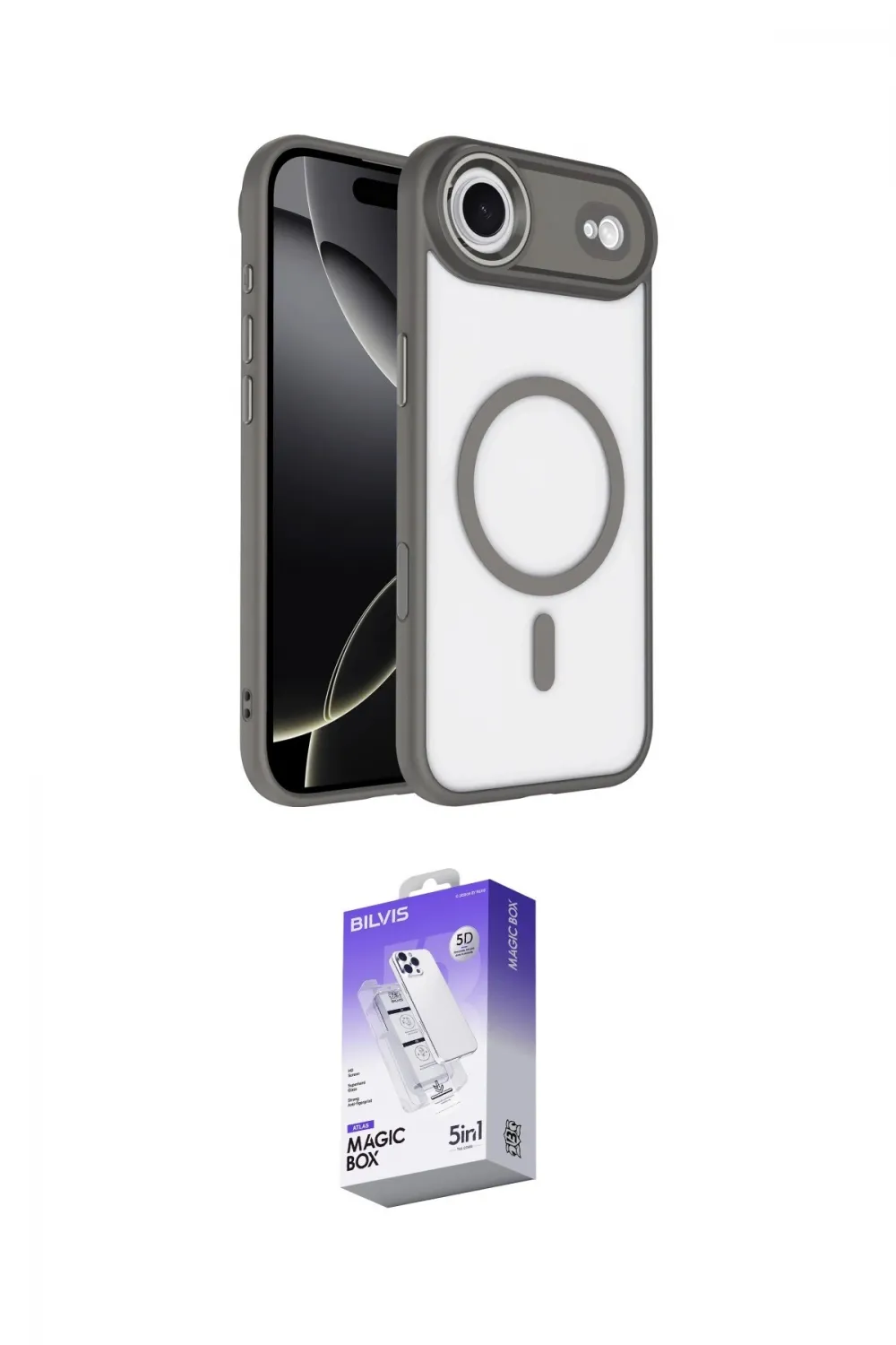 ieg™ iPhone 17 Air Kılıf Kıvılcım Prime - Siyah Bilvis 5in1 3D Magic Cam Ekran Koruyucu