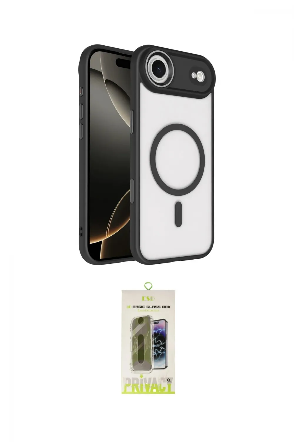 ieg™ iPhone 17 Air Kılıf Kıvılcım Prime - Siyah Joko Magic 5D Hayalet Cam