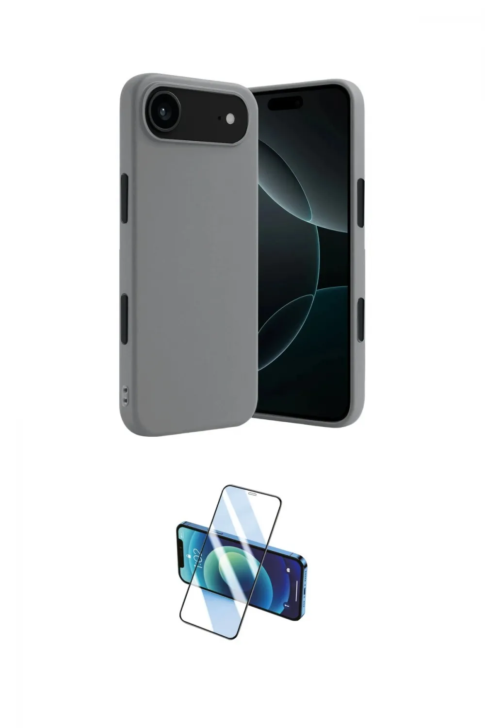 ieg™ iPhone 17 Air Kılıf Kozmos Yansıma Özel Seri - Siyah 3D Antistatik Cam Ekran Koruyucu
