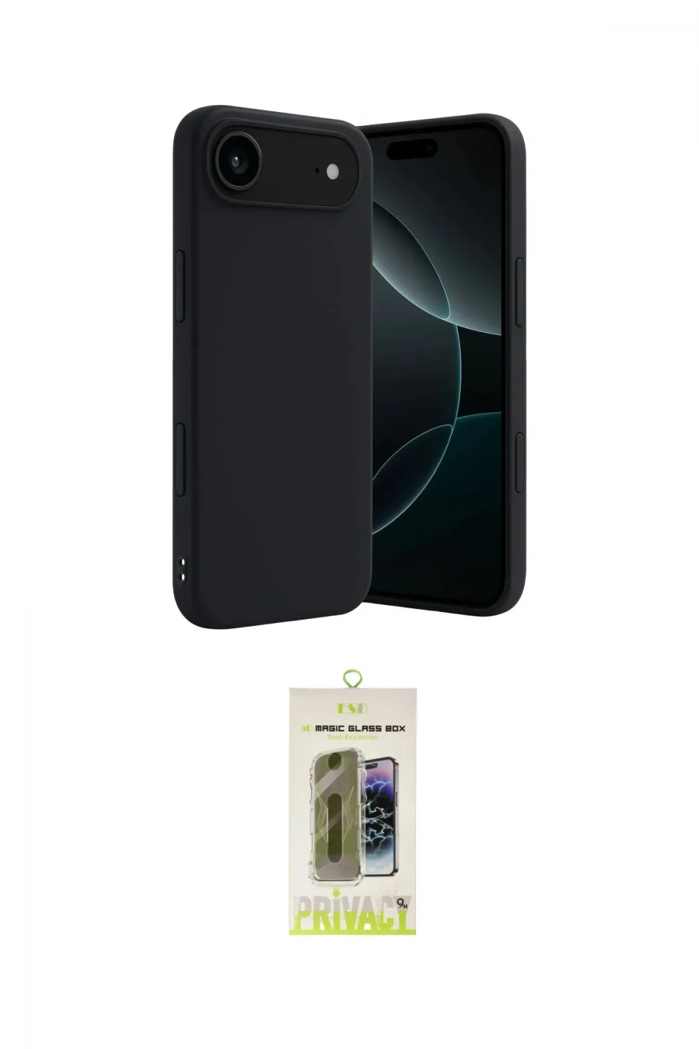 ieg™ iPhone 17 Air Kılıf Kozmos Yansıma Özel Seri - Siyah Joko Magic 5D Hayalet Cam