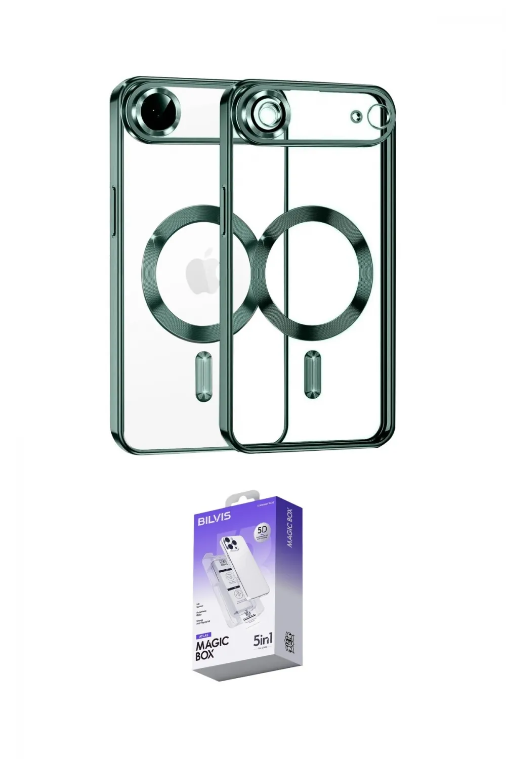 ieg™ iPhone 17 Air Kılıf Nova Işık Özel Seri - Siyah Bilvis 5in1 3D Magic Cam Ekran Koruyucu