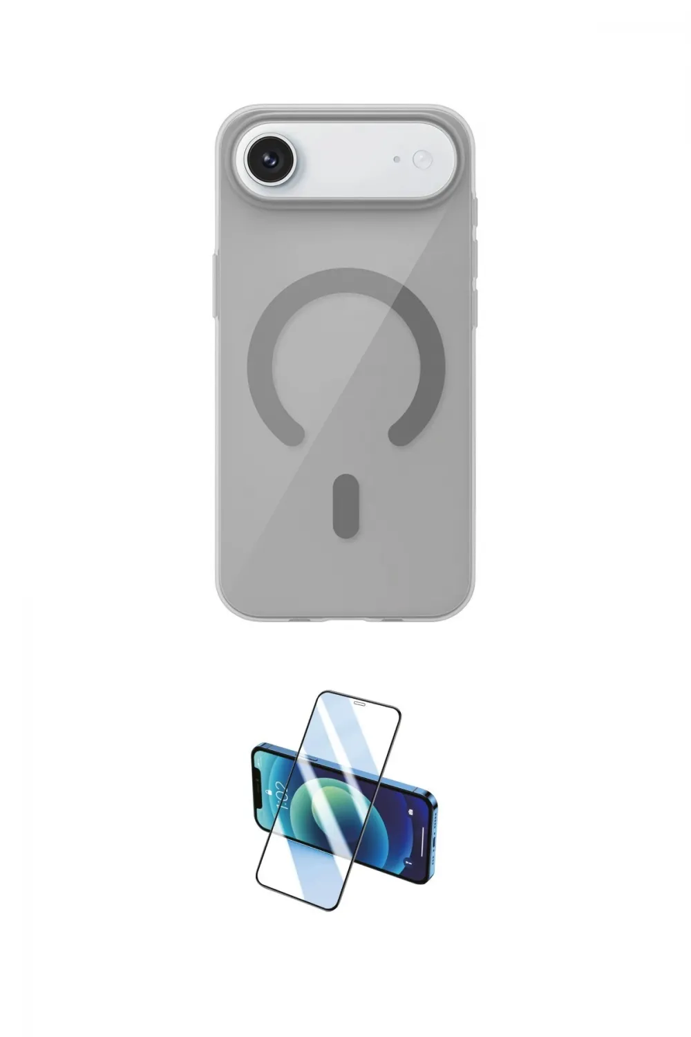 ieg™ iPhone 17 Air Kılıf Pusula Form Özel Seri - Siyah 3D Antistatik Cam Ekran Koruyucu