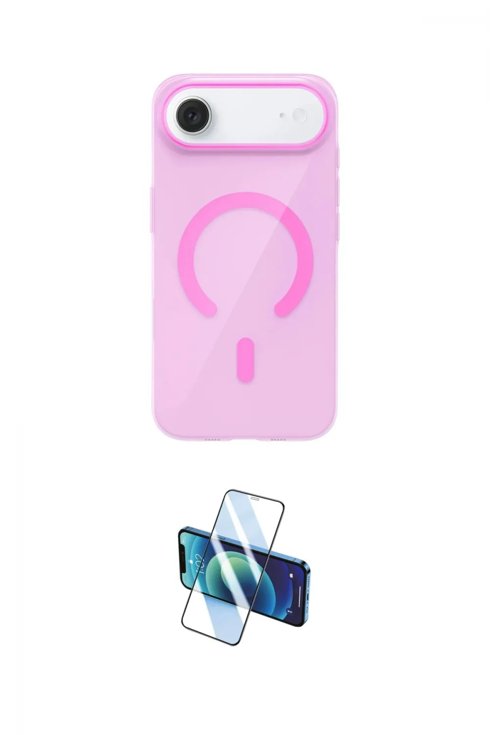 ieg™ iPhone 17 Air Kılıf Pusula Form Özel Seri - Siyah 3D Antistatik Cam Ekran Koruyucu