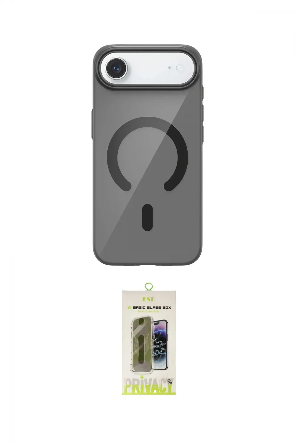 ieg™ iPhone 17 Air Kılıf Pusula Form Özel Seri - Siyah Joko Magic 5D Hayalet Cam