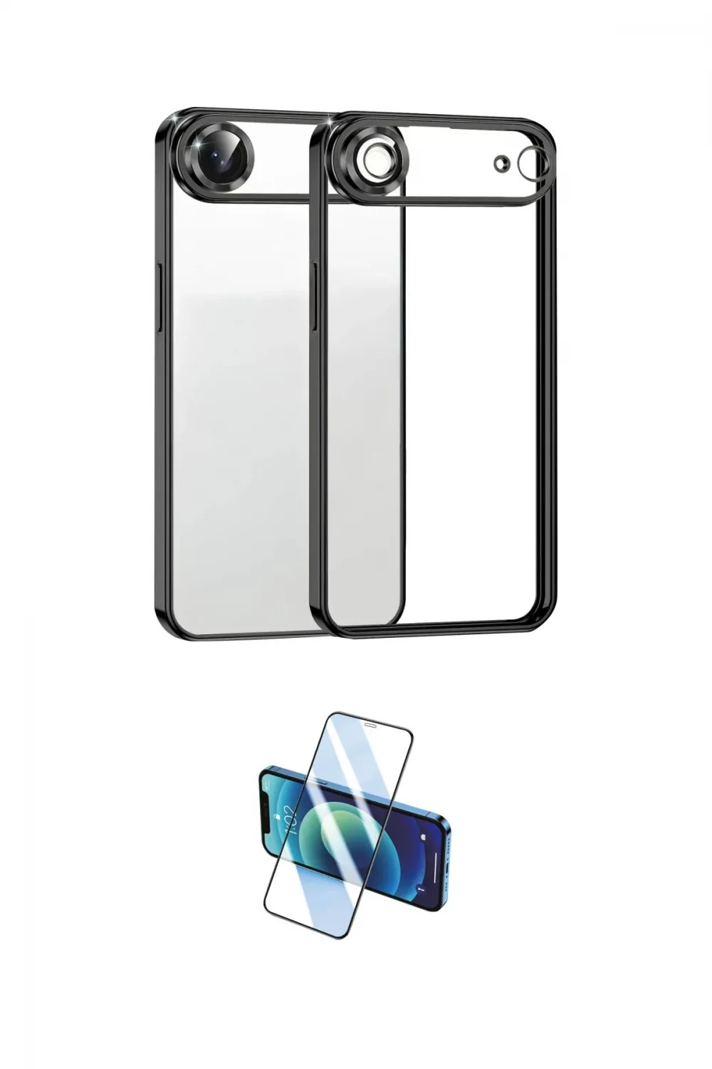 ieg™ iPhone 17 Air Kılıf Vadi Minimal - Siyah 3D Antistatik Cam Ekran Koruyucu