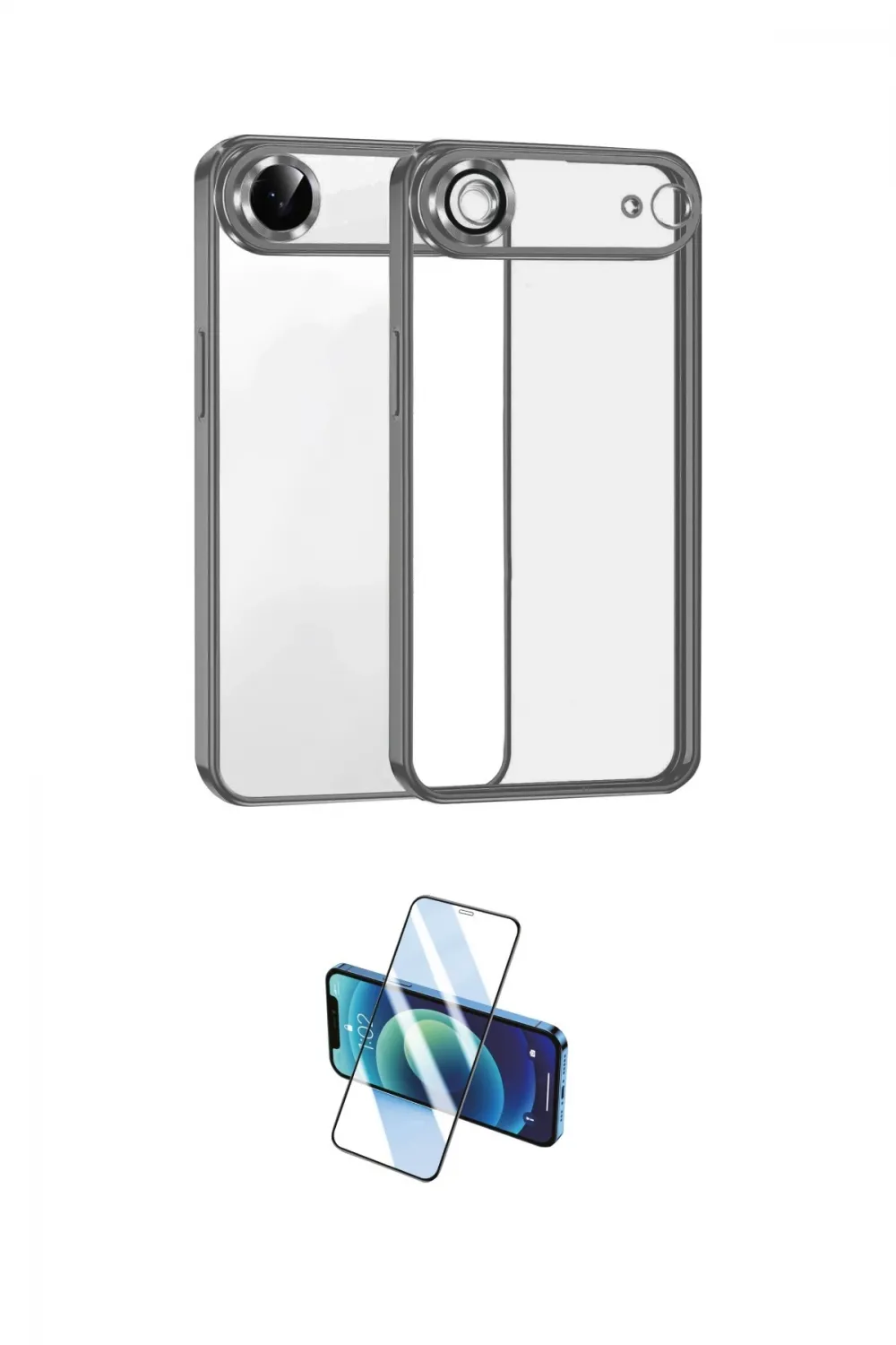 ieg™ iPhone 17 Air Kılıf Vadi Minimal - Siyah 3D Antistatik Cam Ekran Koruyucu