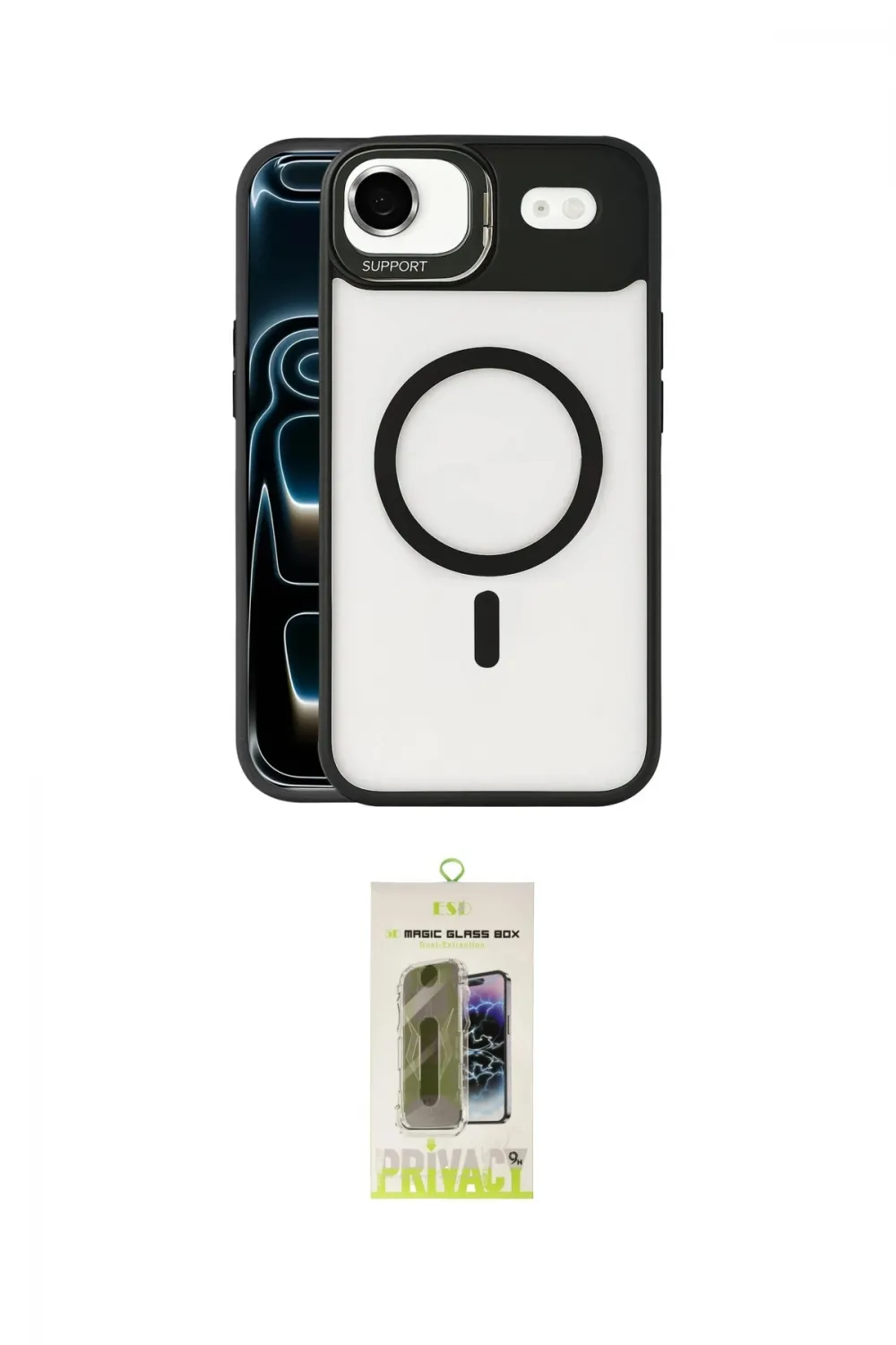 ieg™ iPhone 17 Air Kılıf Yadigar Asil Koleksiyonu - Siyah Joko Magic 5D Hayalet Cam
