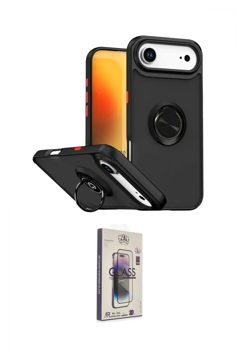 ieg™ iPhone 17 Air Kılıf Yörünge Çizgi - Siyah Bilvis 3D Cam Ekran Koruyucu