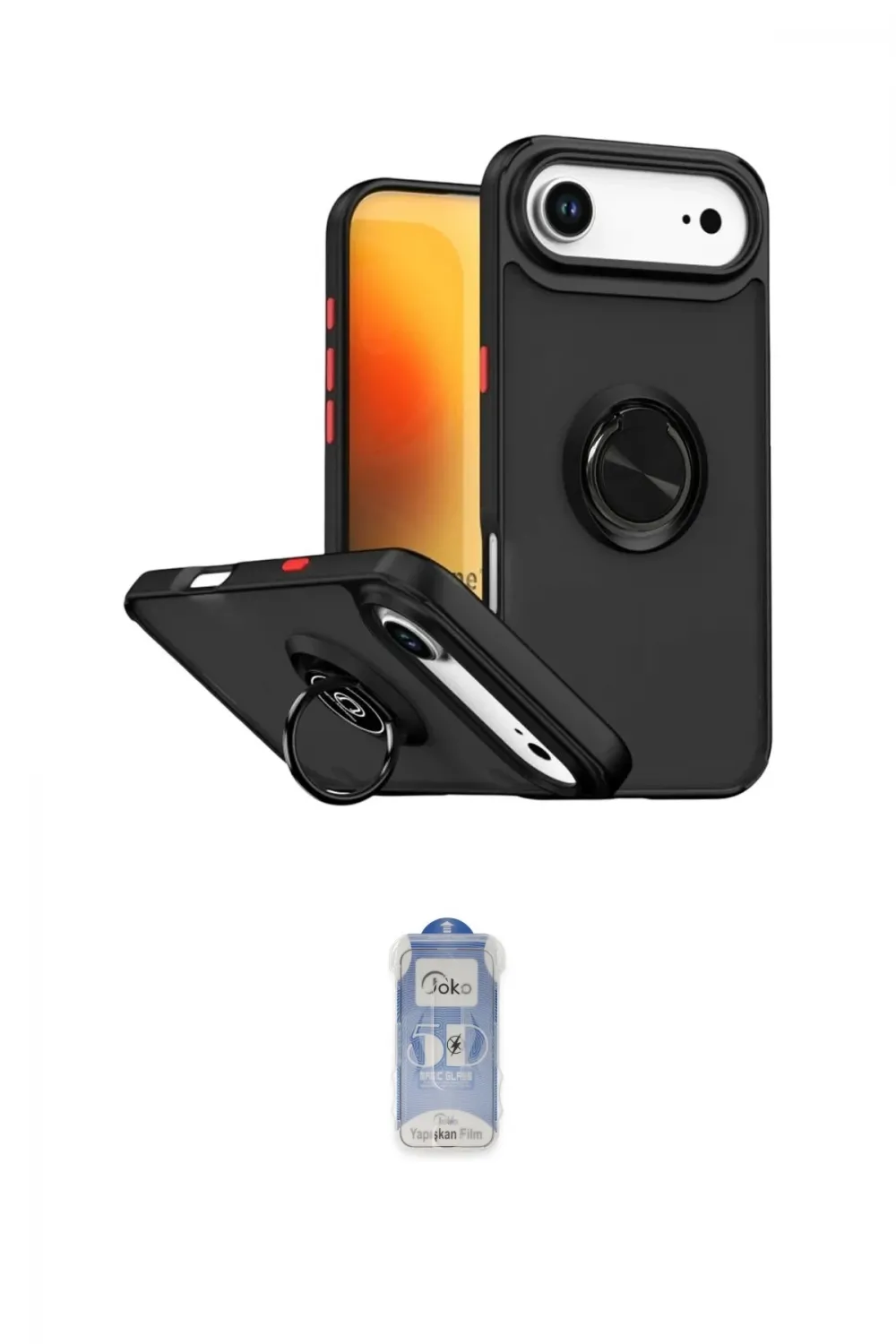 ieg™ iPhone 17 Air Kılıf Yörünge Çizgi - Siyah Joko Magic 5D Cam
