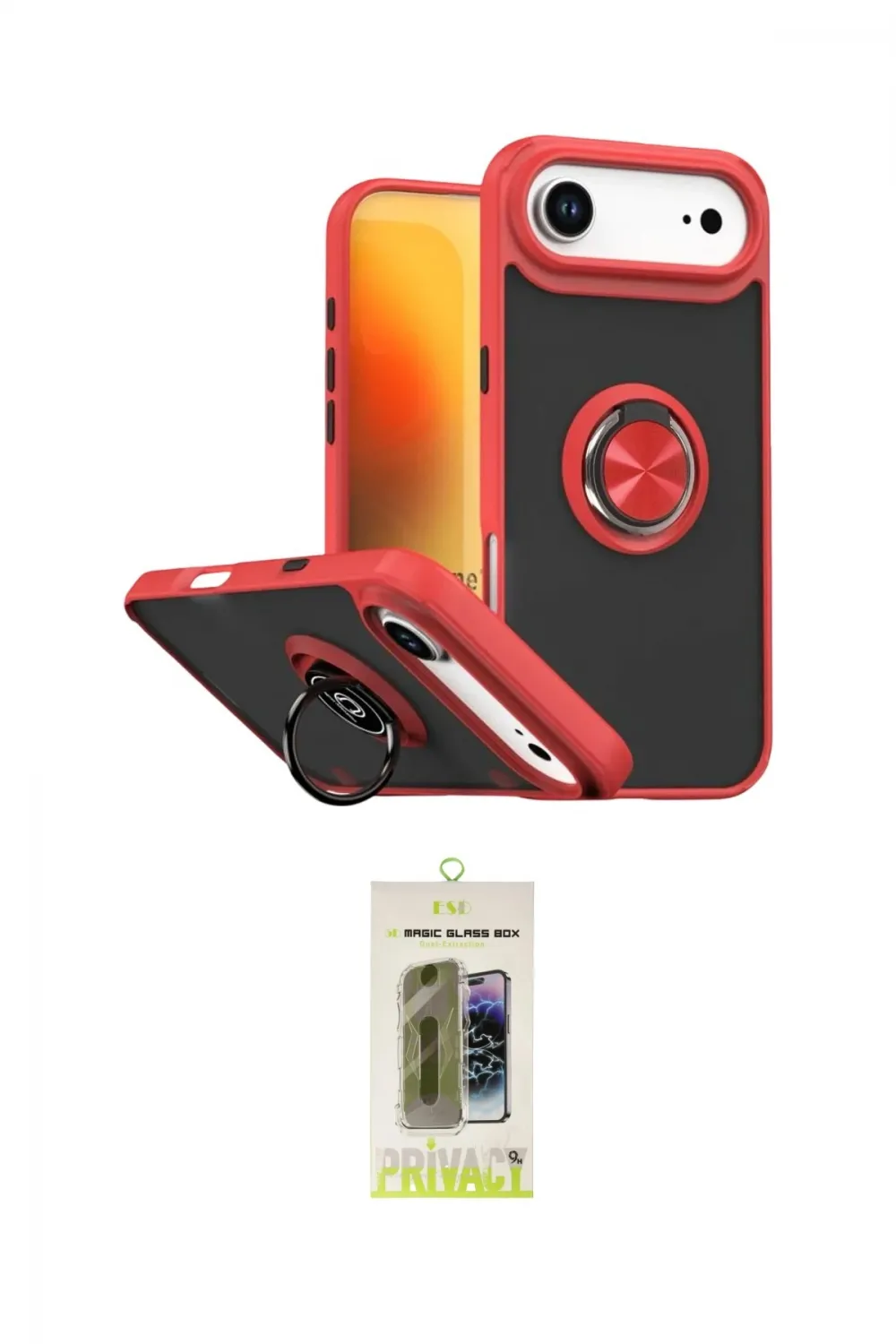 ieg™ iPhone 17 Air Kılıf Yörünge Çizgi - Siyah Joko Magic 5D Hayalet Cam