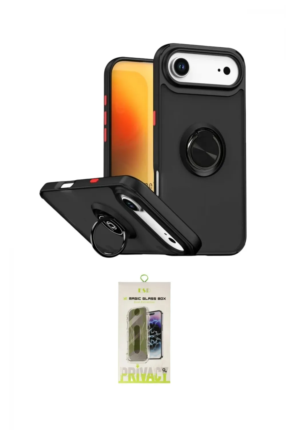 ieg™ iPhone 17 Air Kılıf Yörünge Çizgi - Siyah Joko Magic 5D Hayalet Cam
