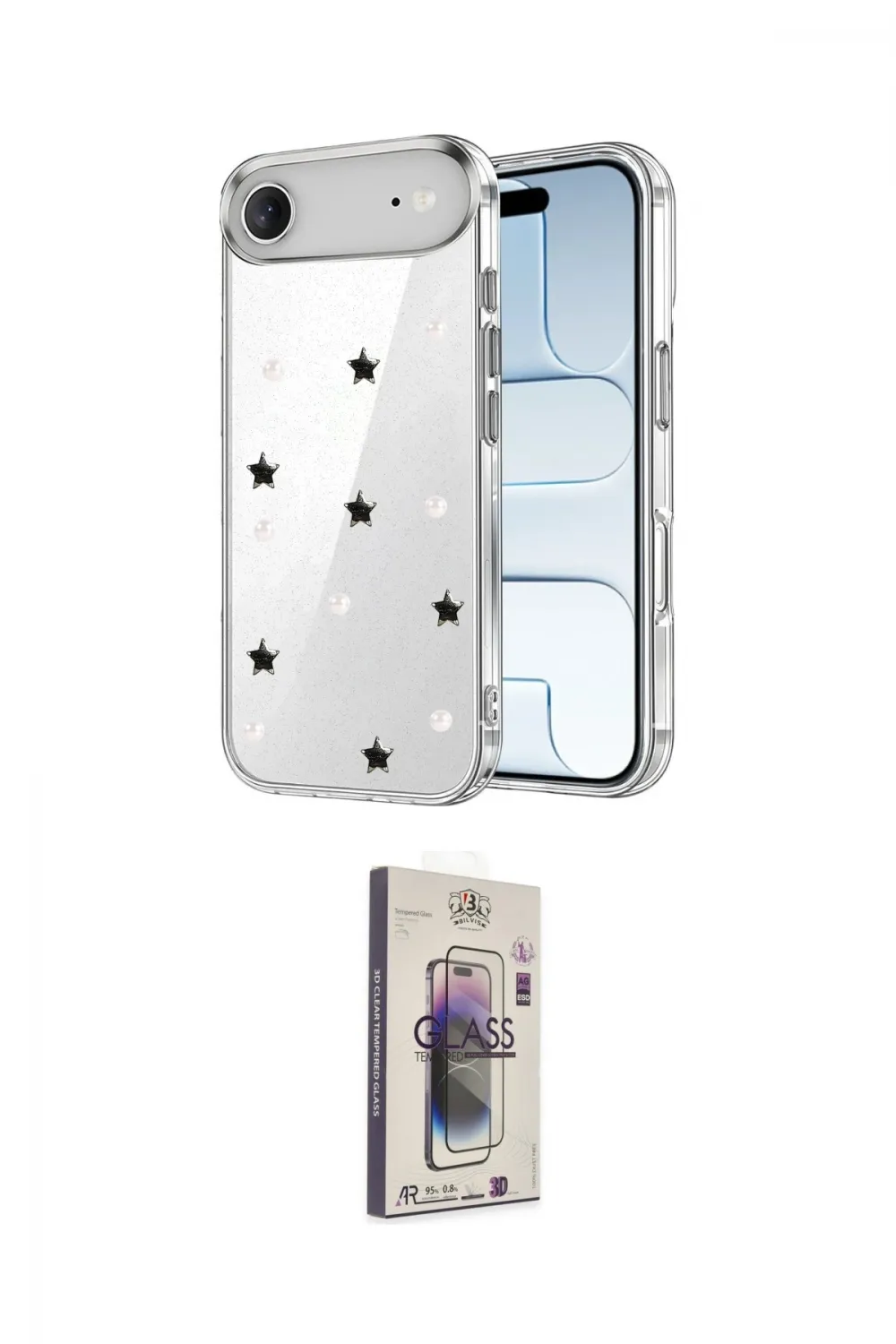 ieg™ iPhone 17 Air Kılıf Yörünge Form - Siyah Bilvis 3D Cam Ekran Koruyucu