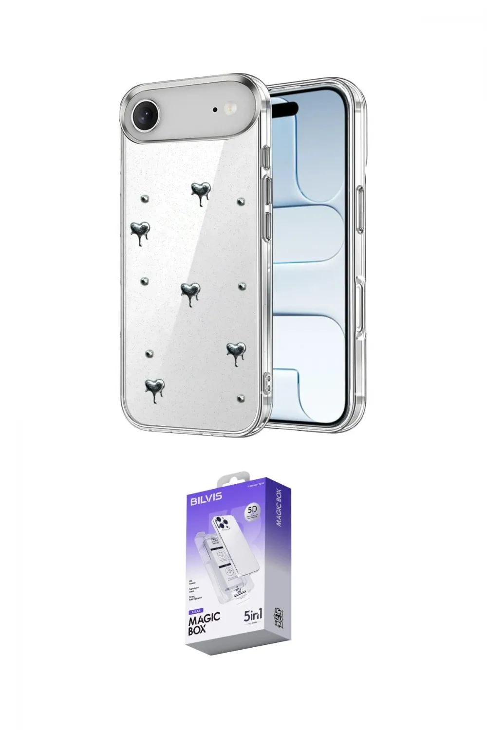 ieg™ iPhone 17 Air Kılıf Yörünge Form - Siyah Bilvis 5in1 3D Magic Cam Ekran Koruyucu
