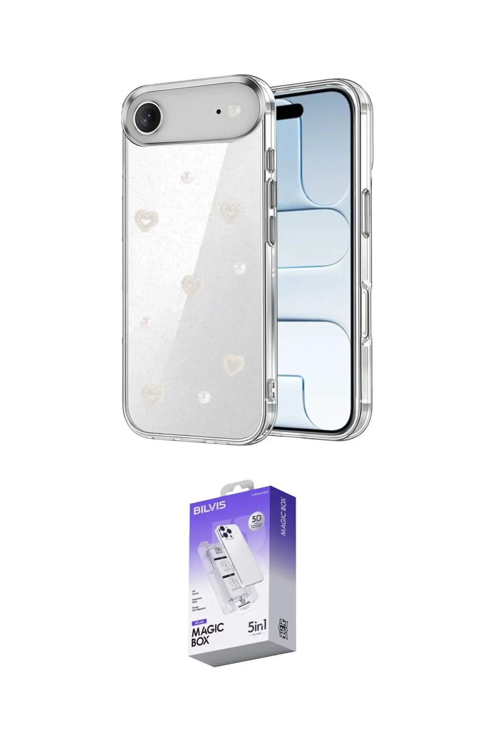 ieg™ iPhone 17 Air Kılıf Yörünge Form - Siyah Bilvis 5in1 3D Magic Cam Ekran Koruyucu