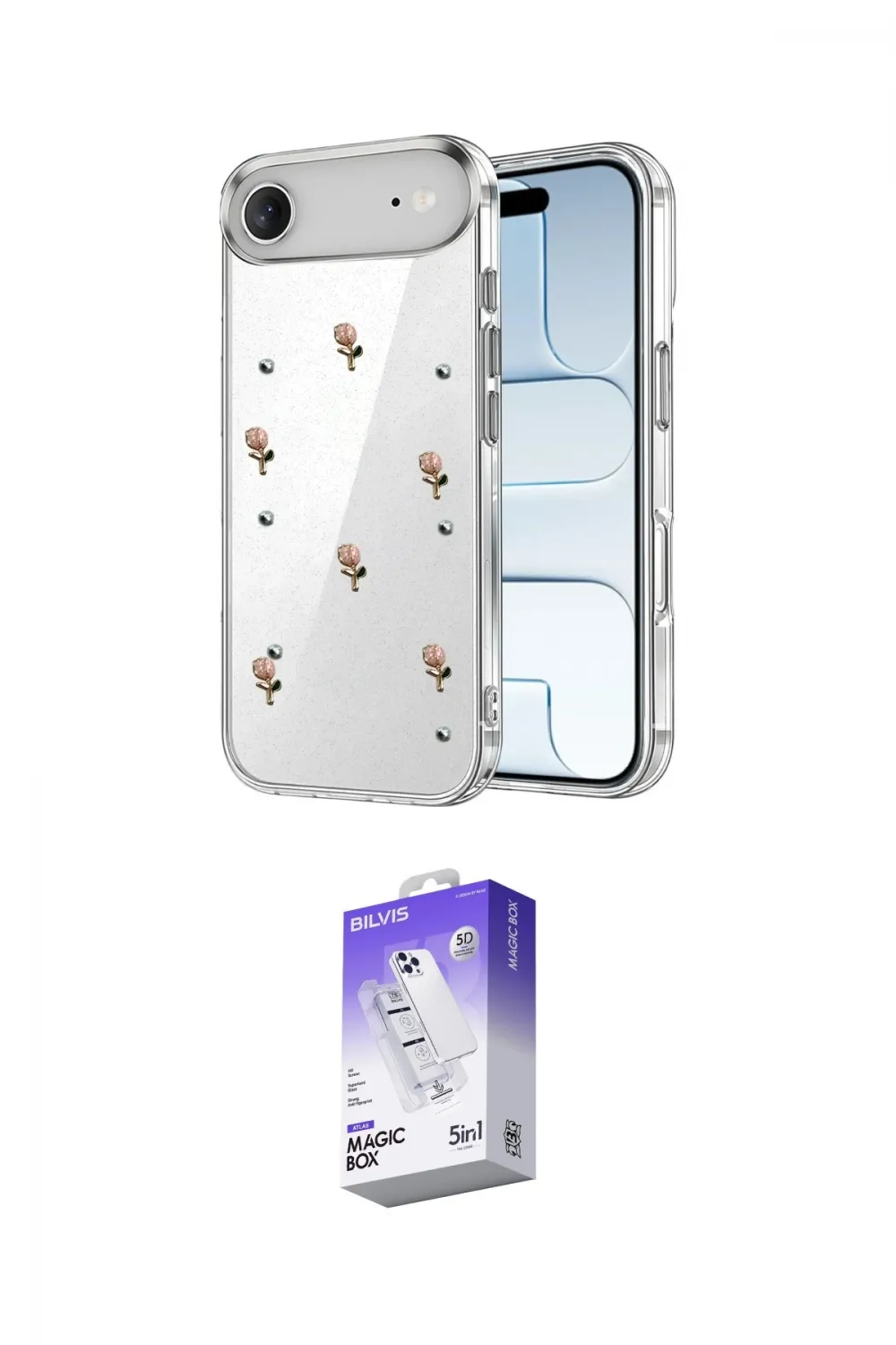 ieg™ iPhone 17 Air Kılıf Yörünge Form - Siyah Bilvis 5in1 3D Magic Cam Ekran Koruyucu