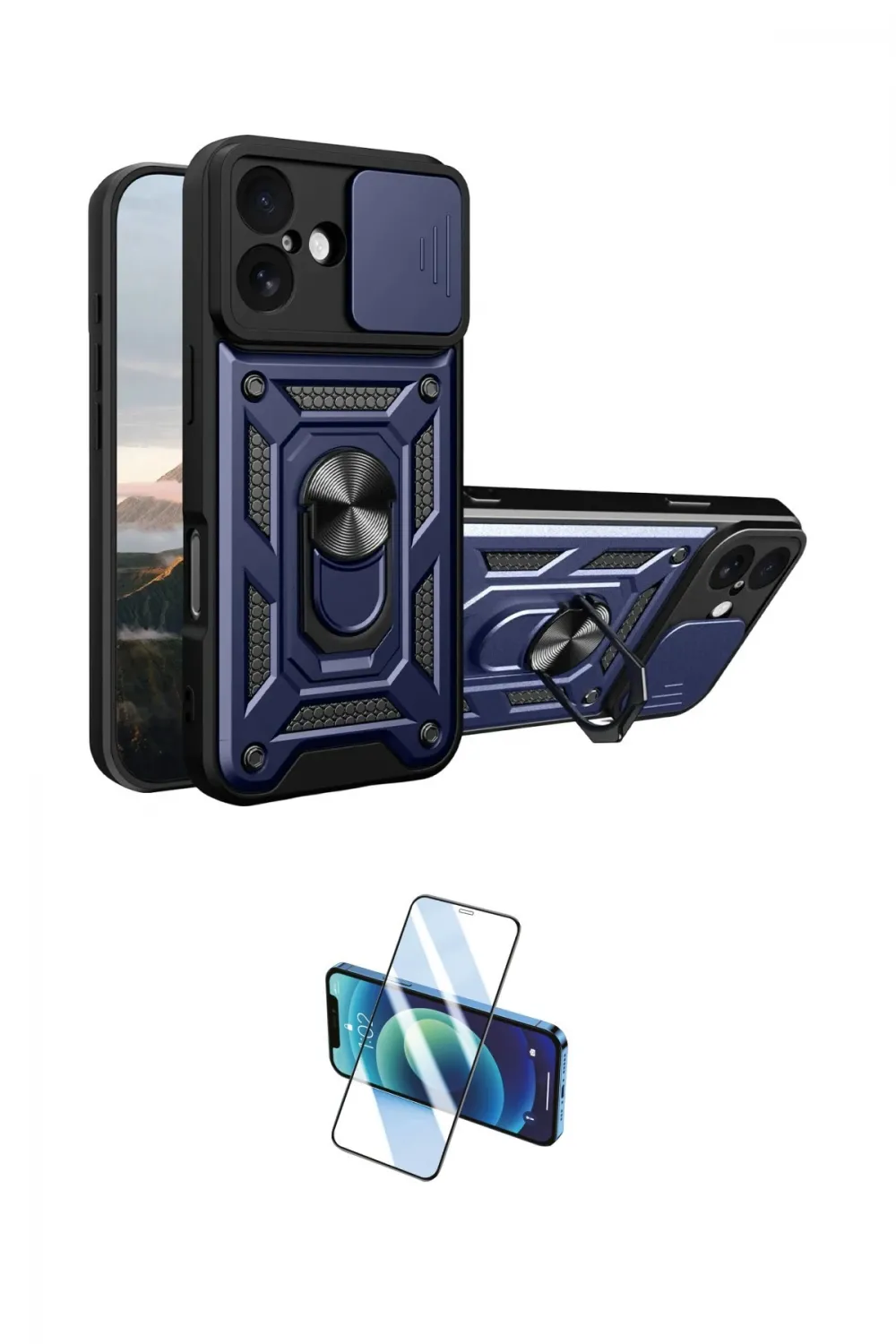 ieg™ iPhone 17 Kılıf Ahenk Klasik - Siyah 3D Antistatik Cam Ekran Koruyucu
