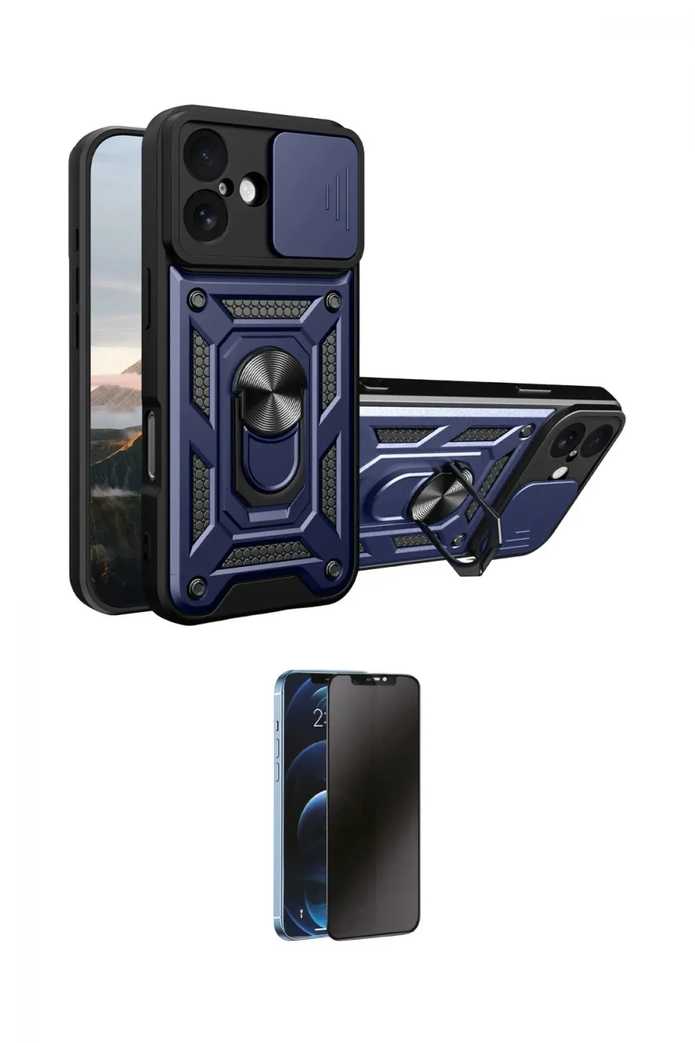 ieg™ iPhone 17 Kılıf Ahenk Klasik - Siyah 3D Antistatik Hayalet Cam Ekran Koruyucu