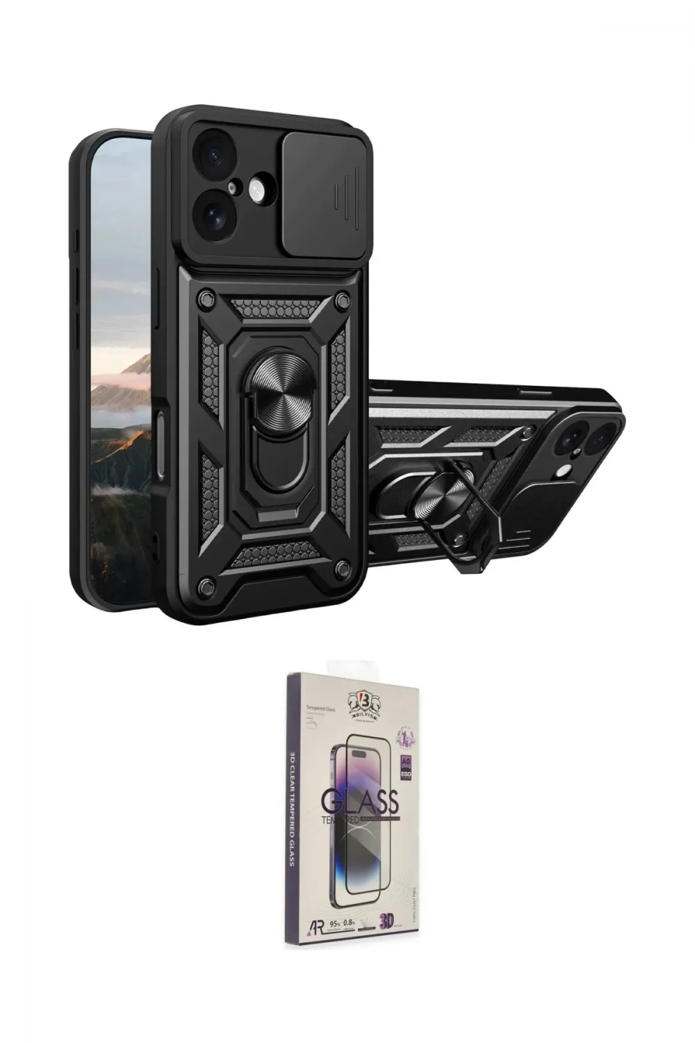 ieg™ iPhone 17 Kılıf Ahenk Klasik - Siyah Bilvis 3D Cam Ekran Koruyucu