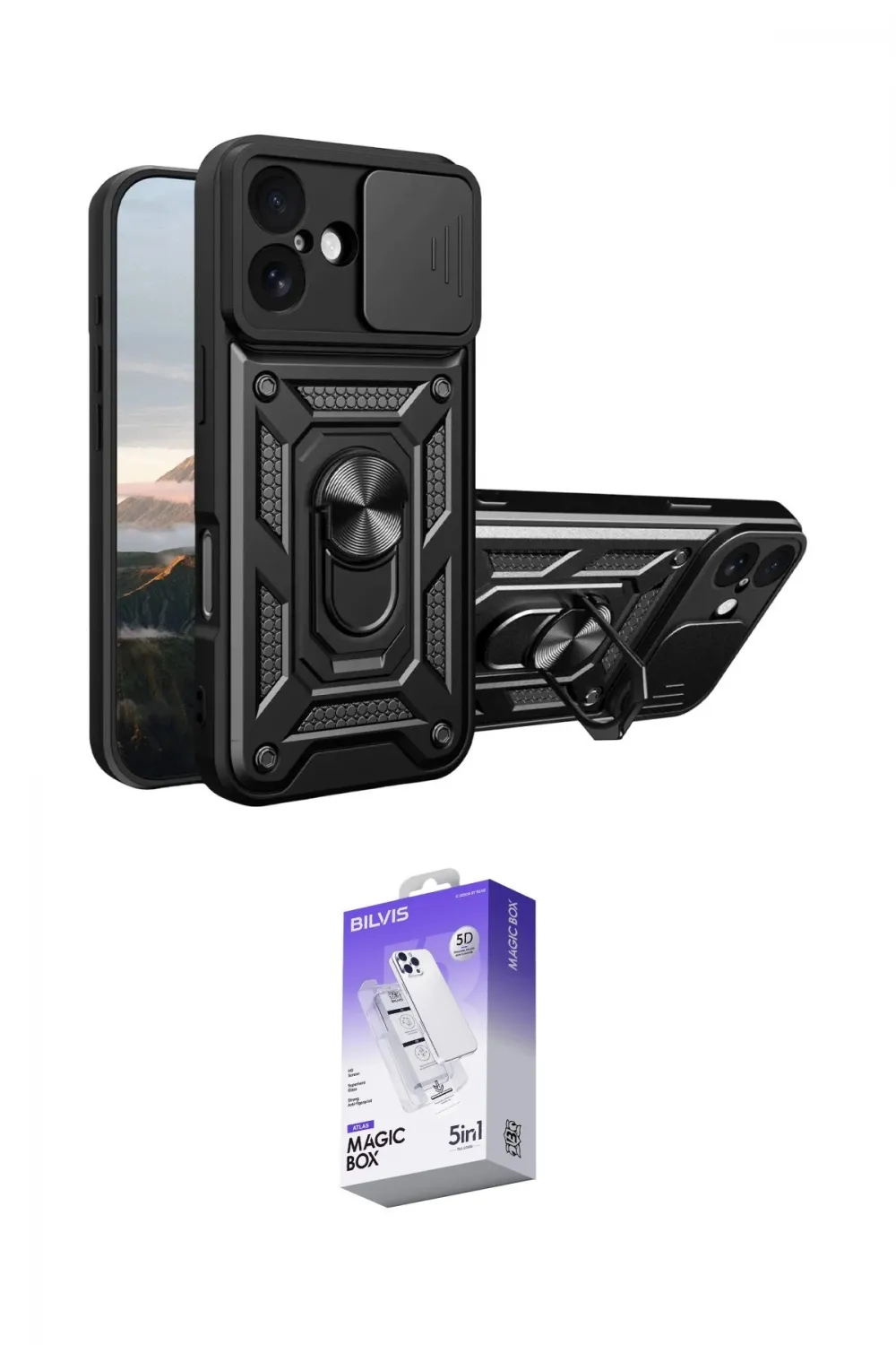 ieg™ iPhone 17 Kılıf Ahenk Klasik - Siyah Bilvis 5in1 3D Magic Cam Ekran Koruyucu