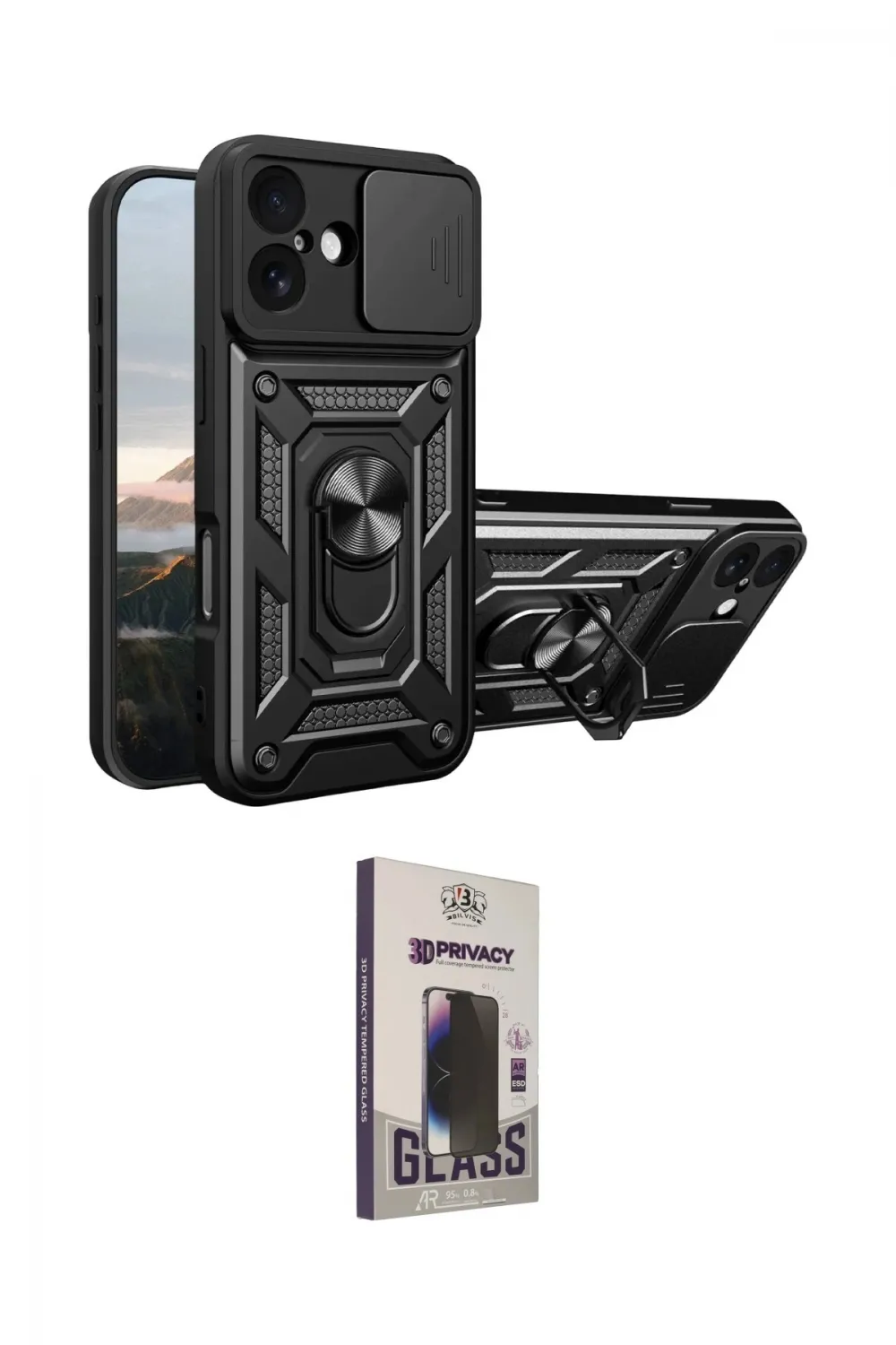 ieg™ iPhone 17 Kılıf Ahenk Klasik - Siyah Bilvis Hayalet Cam Ekran Koruyucu