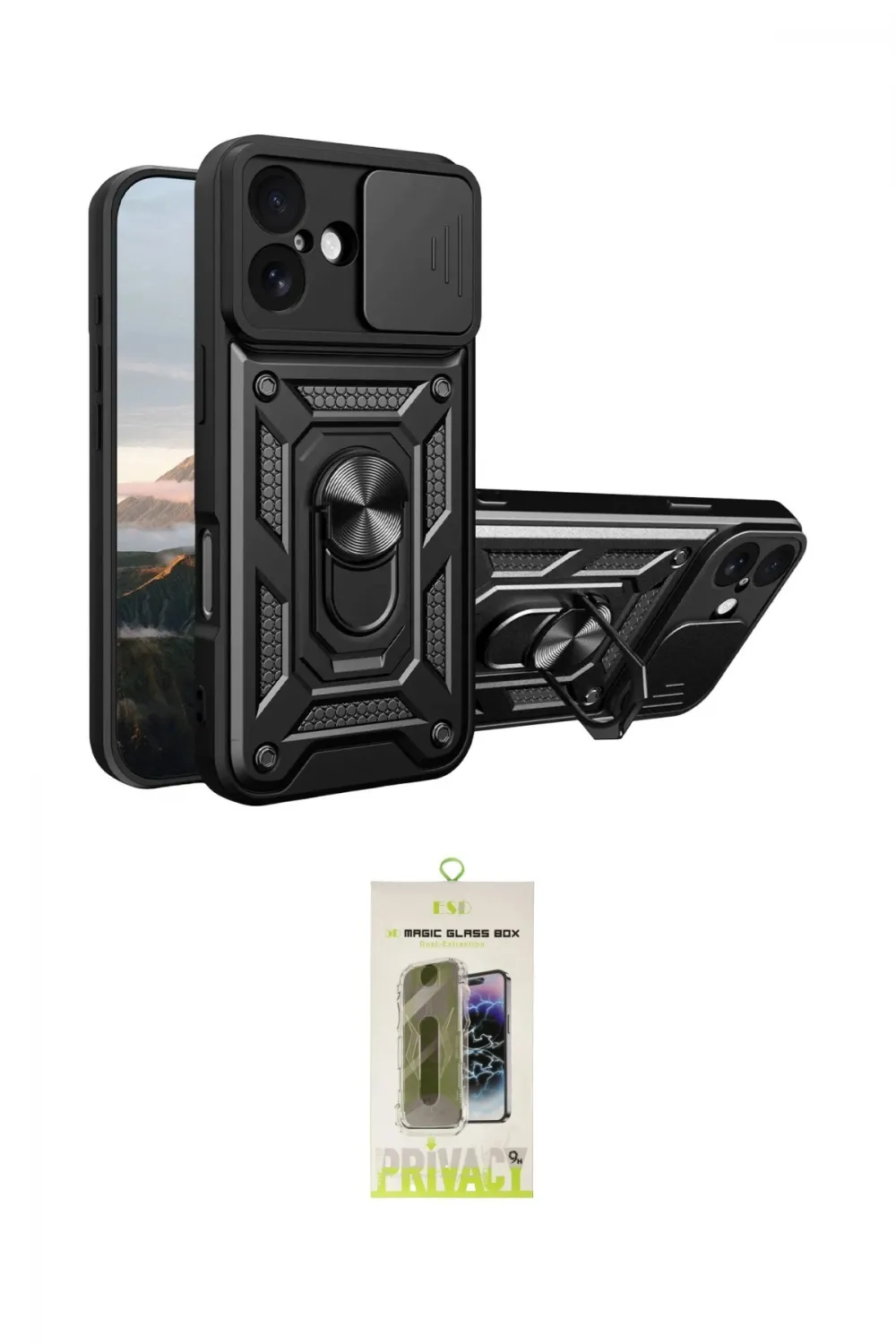 ieg™ iPhone 17 Kılıf Ahenk Klasik - Siyah Joko Magic 5D Hayalet Cam