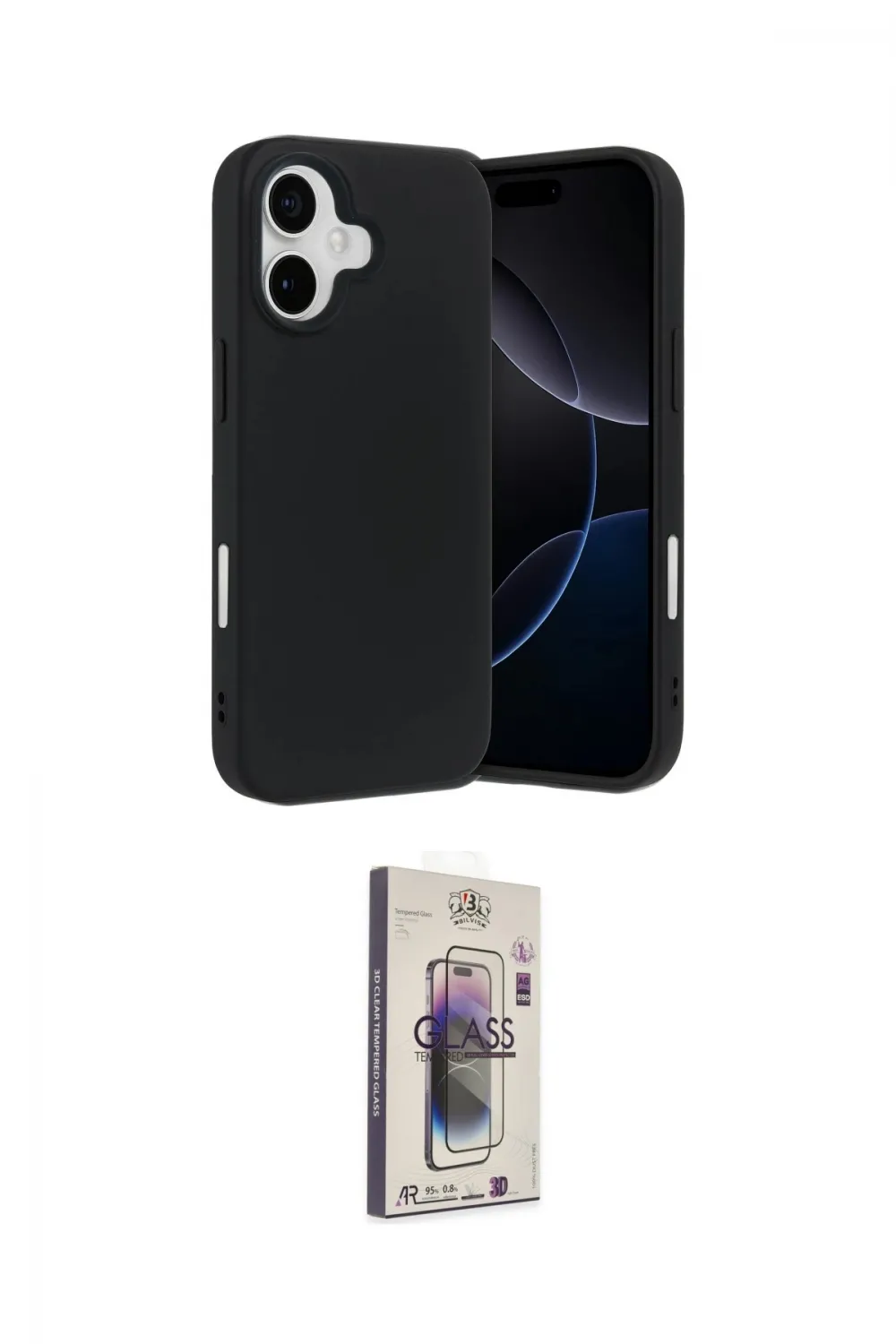 ieg™ iPhone 17 Kılıf Ahenk Serisi - Siyah Bilvis 3D Cam Ekran Koruyucu