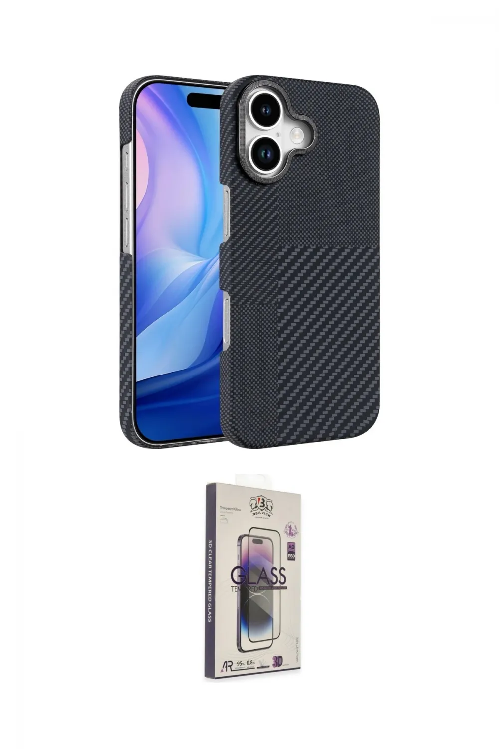 ieg™ iPhone 17 Kılıf Doruk Serisi - Siyah Bilvis 3D Cam Ekran Koruyucu