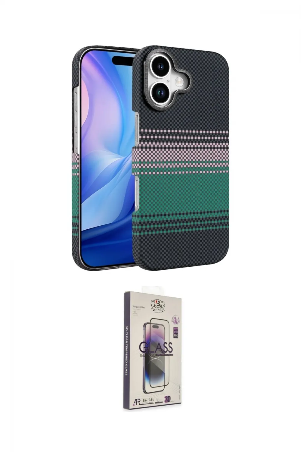 ieg™ iPhone 17 Kılıf Doruk Serisi - Siyah Bilvis 3D Cam Ekran Koruyucu