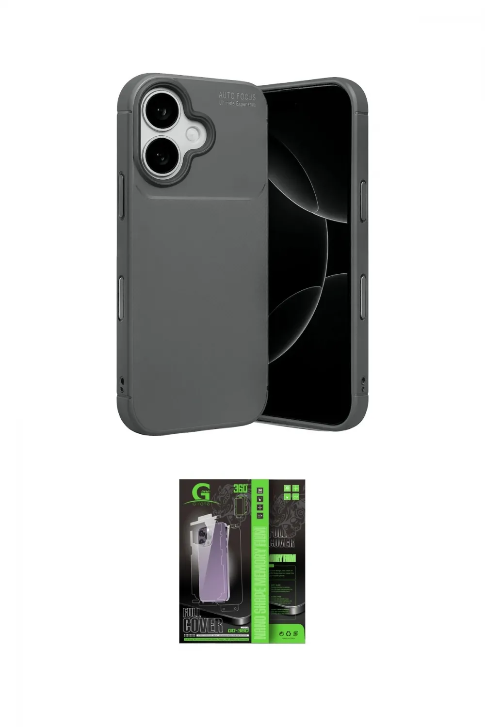 ieg™ iPhone 17 Kılıf Eksen Form Prime - Siyah 360 Mat Full Body Arka Koruyucu